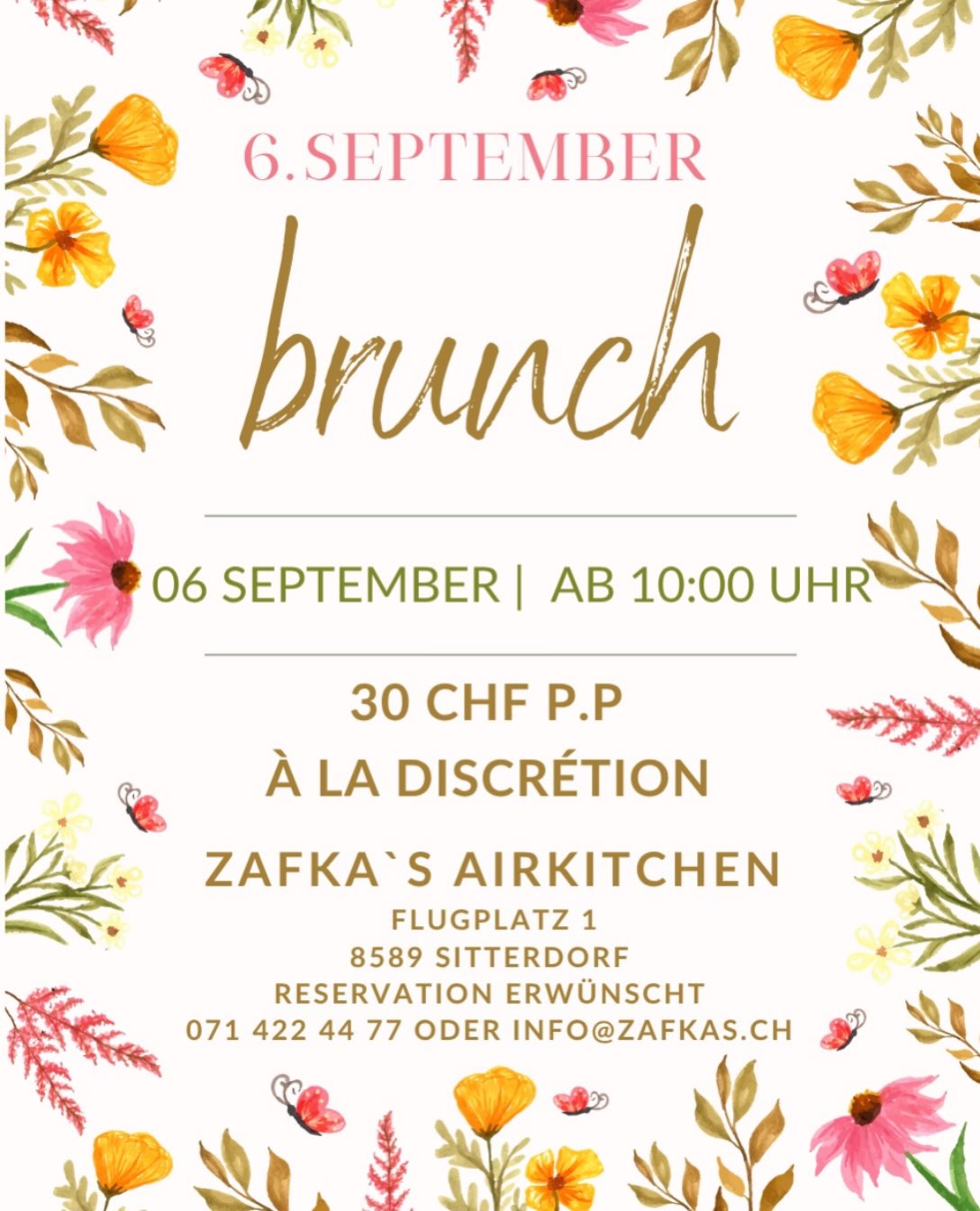 Brunch time 🥳♥️✈️ Wir freuen uns auf euch 💐♥️
